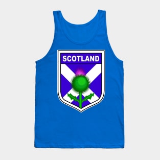 Scotland pride with flag and thistle in shield Tank Top